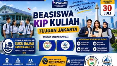 Telah Dibuka, Penerimaan Mahasiswa Baru Beasiswa KIP Kuliah Tujuan Jakarta untuk Calon Mahasiswa Suku Bajau dan Wilayah 3T melalui Jalur POSBI dan Bajau Foundation