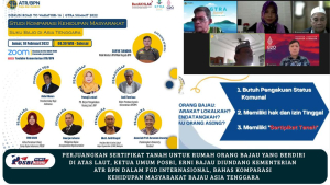 Perjuangkan Sertifikat Tanah untuk Rumah Orang Bajau yang Berdiri di Atas Laut, Ketua Umum POSBI, Erni Bajau Diundang Kementerian ATR BPN dalam FGD Internasional, Bahas Komparasi Kehidupan Masyarakat Bajau Asia Tenggara